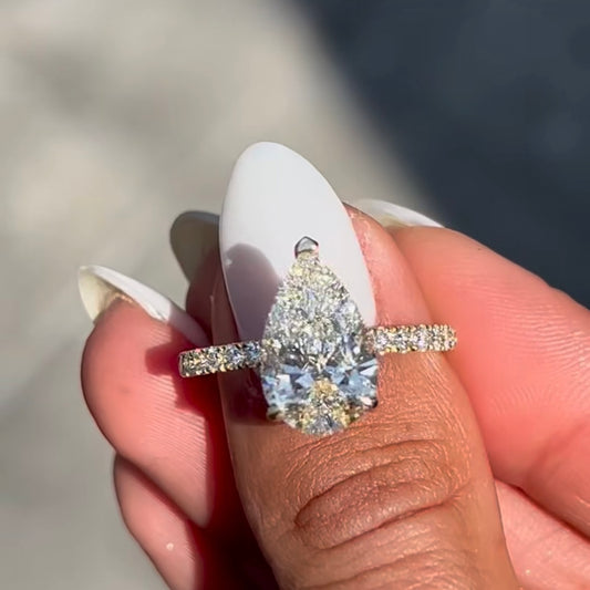 טבעת יהלום מעבדה 3 קראט IGI בחיתוך טיפה במבצע רק ב-6.000 ש"ח במקום 13.900 MARRY