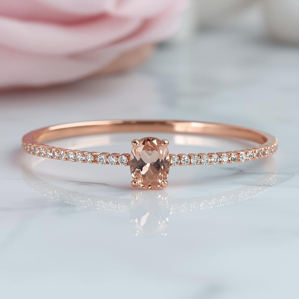 צמיד מורגנייט ויהלומים קשיח  MORE