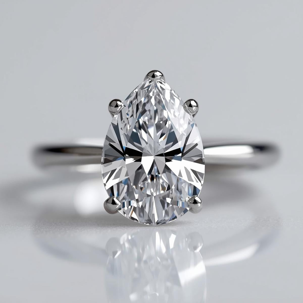 טבעת יהלום מעבדה 3 קראט IGI בחיתוך טיפה במבצע רק ב-6.000 ש"ח במקום 13.900 MARRY