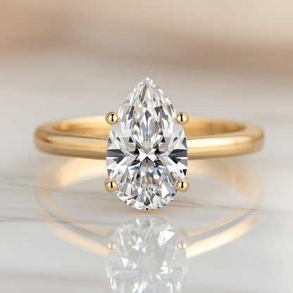 טבעת יהלום טבעי בחיתוך טיפה 1.00 קארט TAL