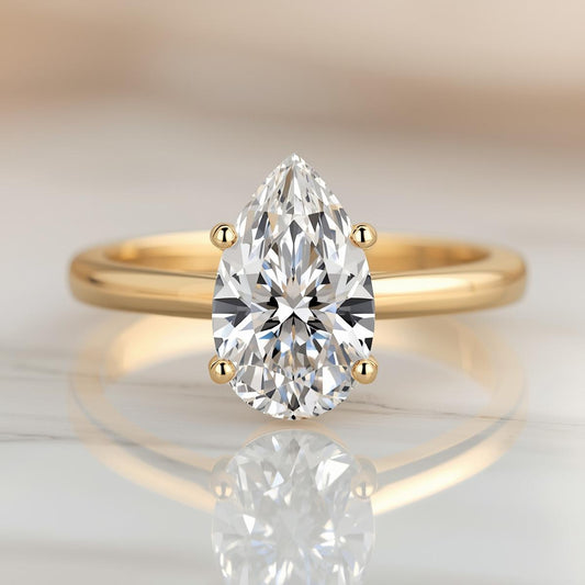 טבעת יהלום טבעי בחיתוך טיפה 1.00 קארט TAL