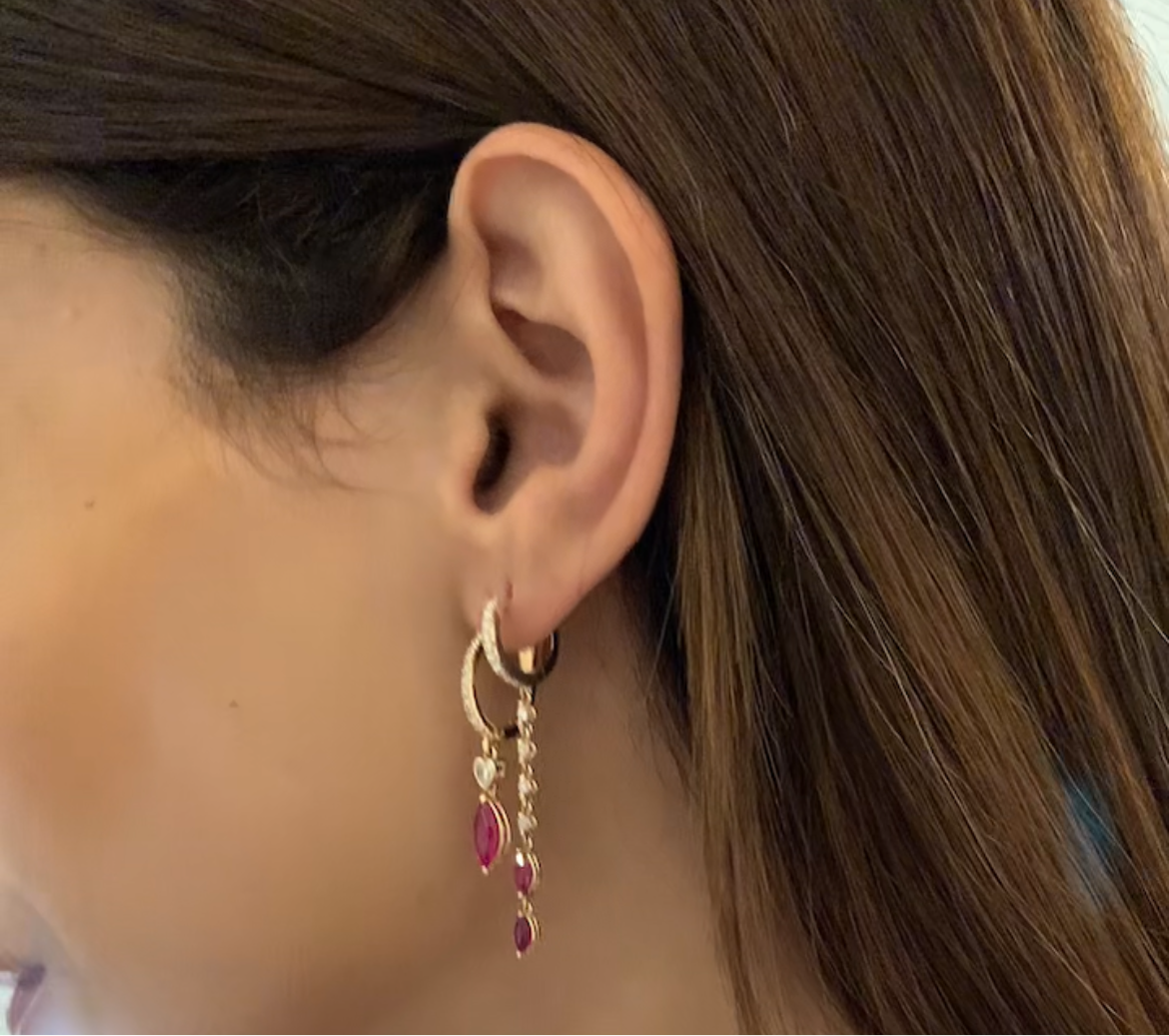 SERA עגילי אמרלד ויהלומים נופלים