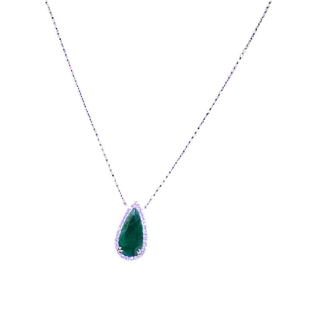 KATE תליון אמרלד בחיתוך טיפה ויהלומים