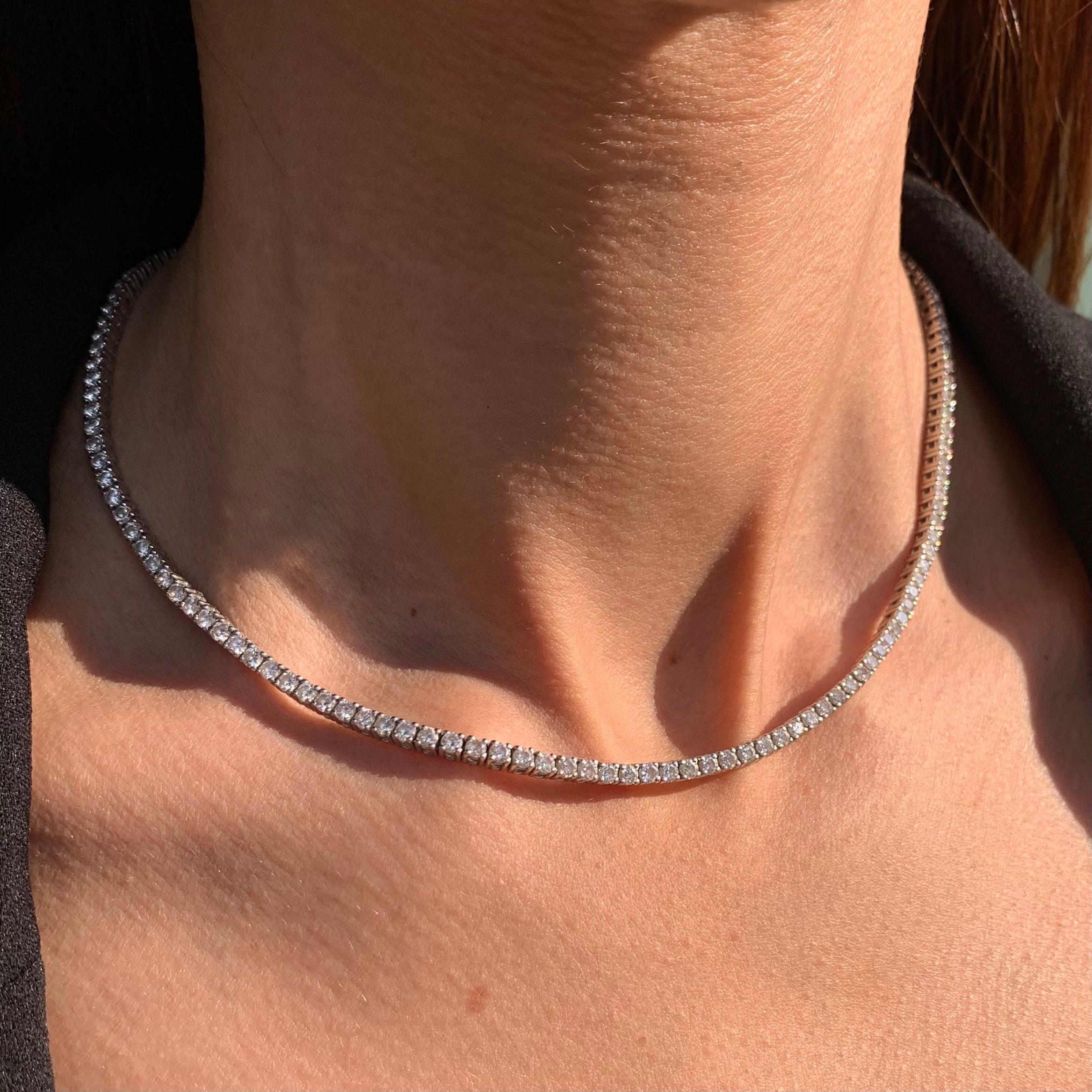 ROSE קולייר טניס יהלומים בחיתוך עגול  10 קראט קלאסי