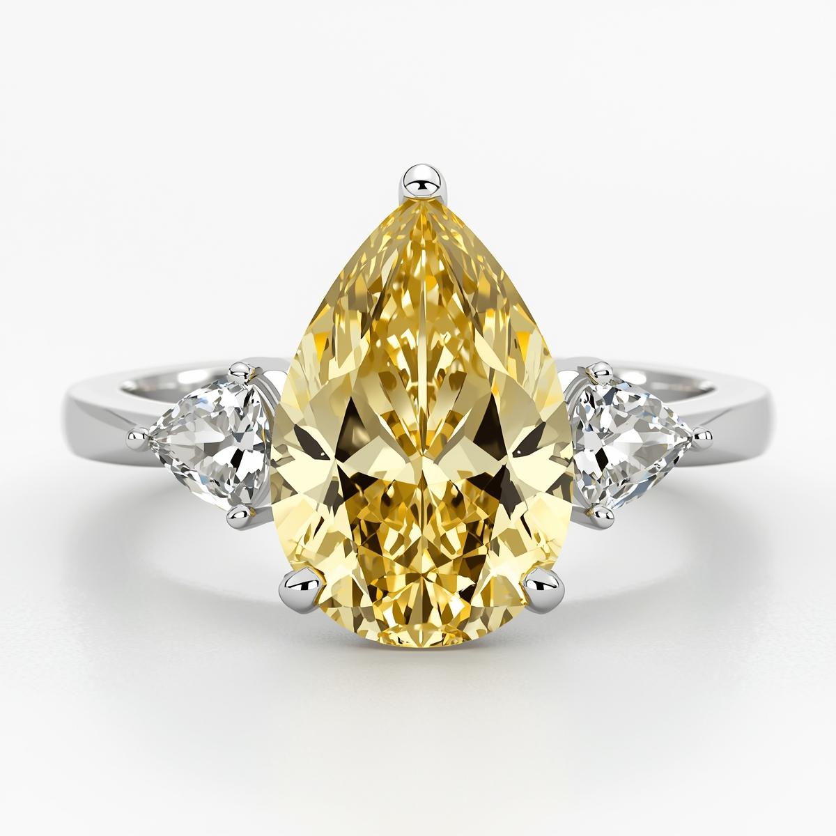 טבעת יהלום צהוב מעבדה בחיתוך טיפה   RAZ