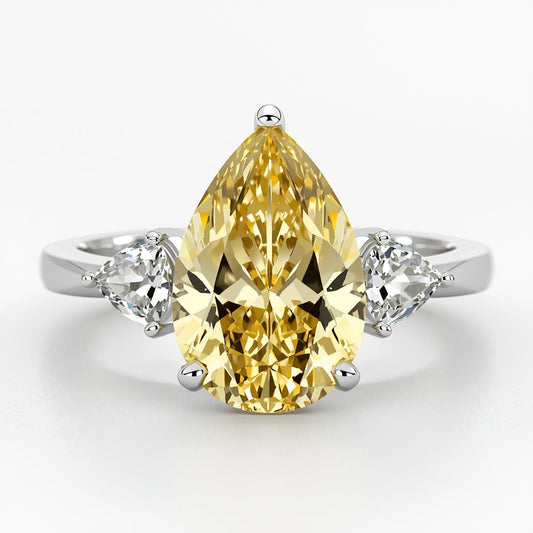 טבעת יהלום צהוב מעבדה בחיתוך טיפה   RAZ