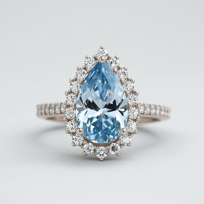 טבעת יהלום כחול מעבדה בחיתוך טיפה  BELLY