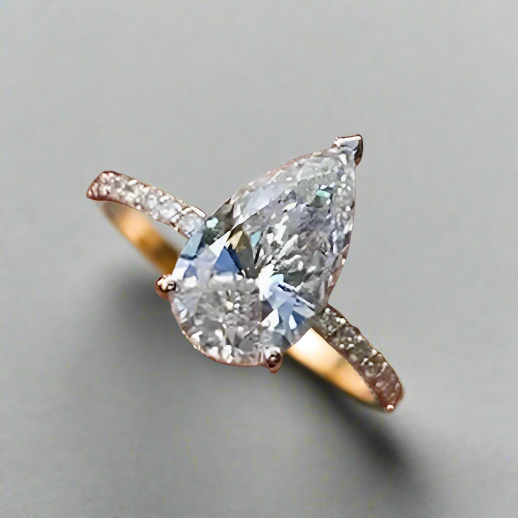 טבעת יהלום מעבדה 3 קראט IGI בחיתוך טיפה במבצע רק ב-6.000 ש"ח במקום 13.900 MARRY