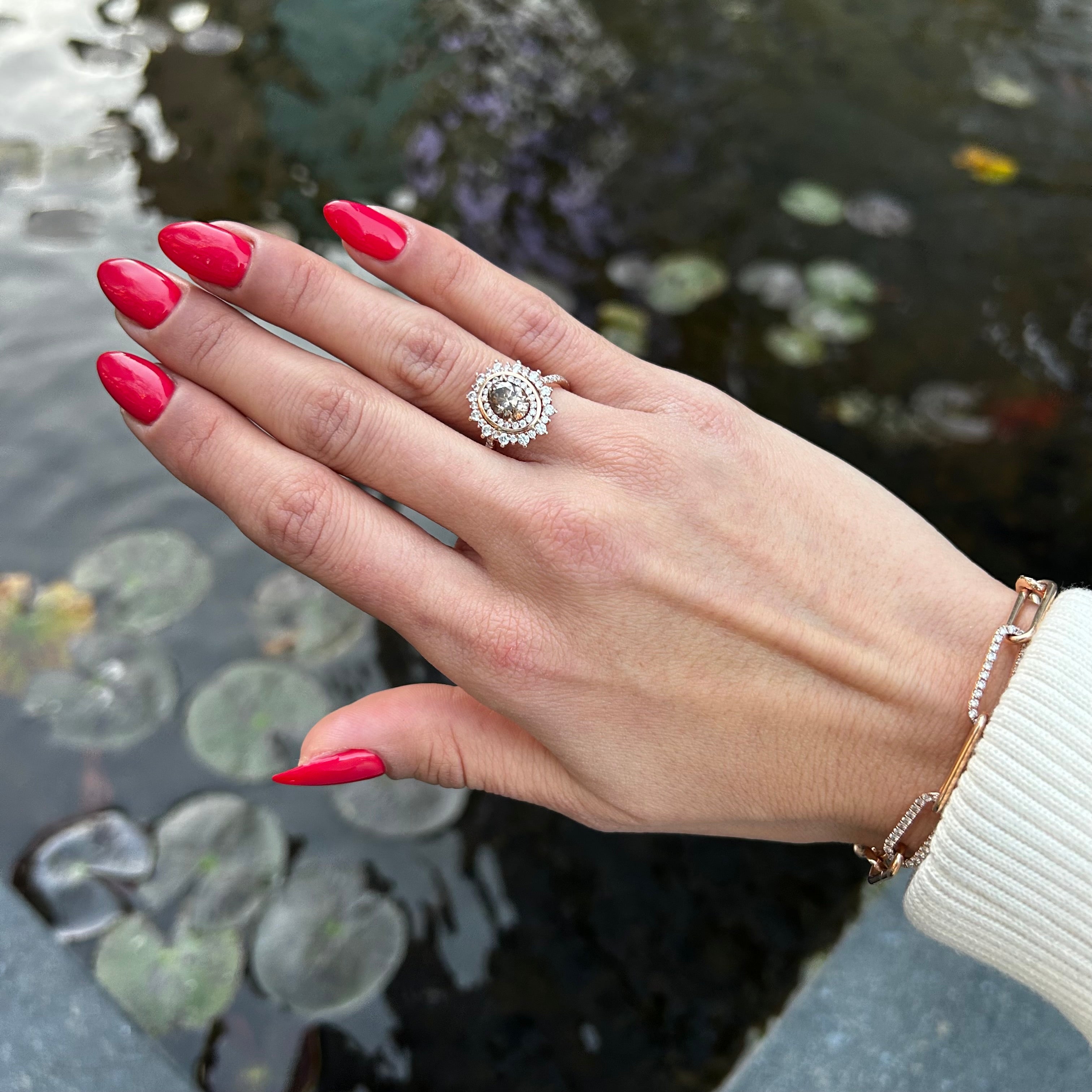 טבעת יהלום FANCY BROWN טבעי דגם "MIKA"