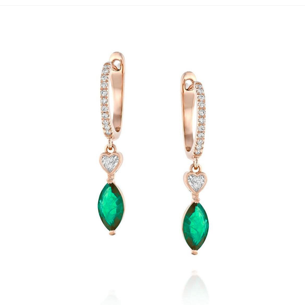 SERA עגילי אמרלד ויהלומים נופלים