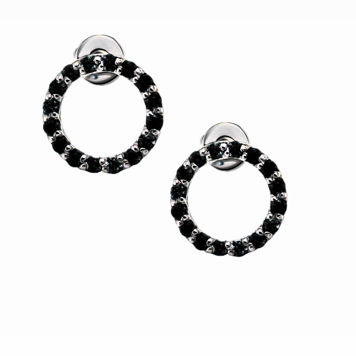 עגילי חישוק יהלומים שחורים ״מעגל החיים״