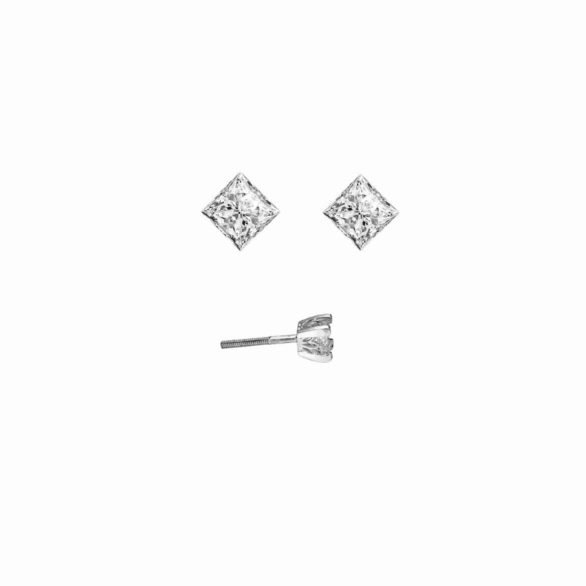 עגילי יהלומי מעבדה צמודים בחיתוך פרינסס PENI