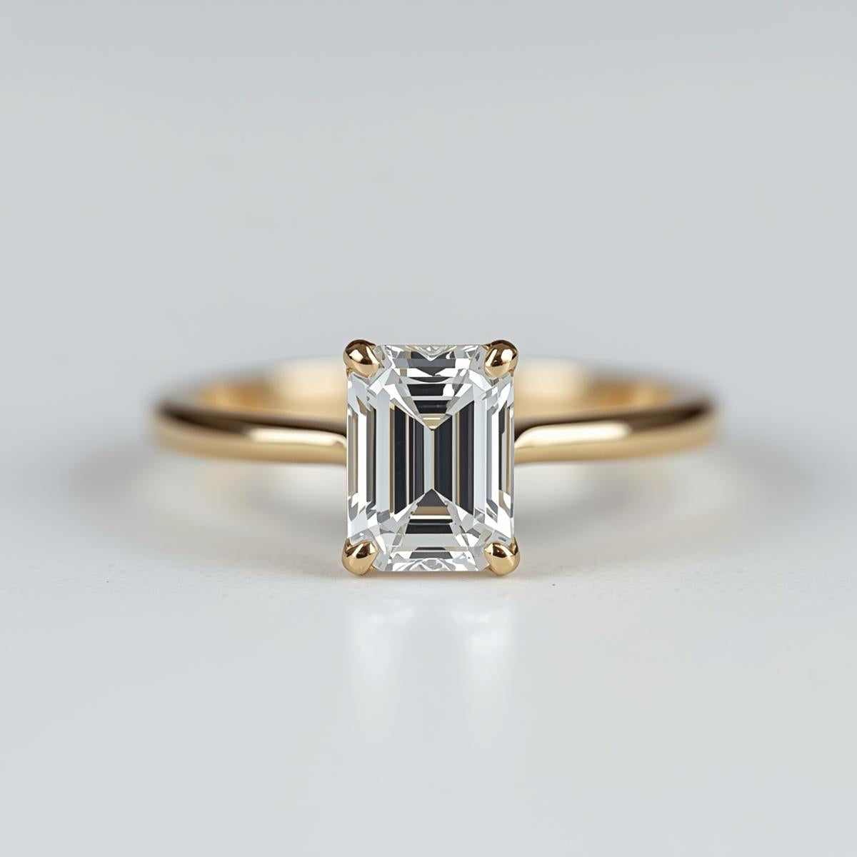 טבעת יהלום בחיתוך אמרלד קלאסית 1 קראט TORY