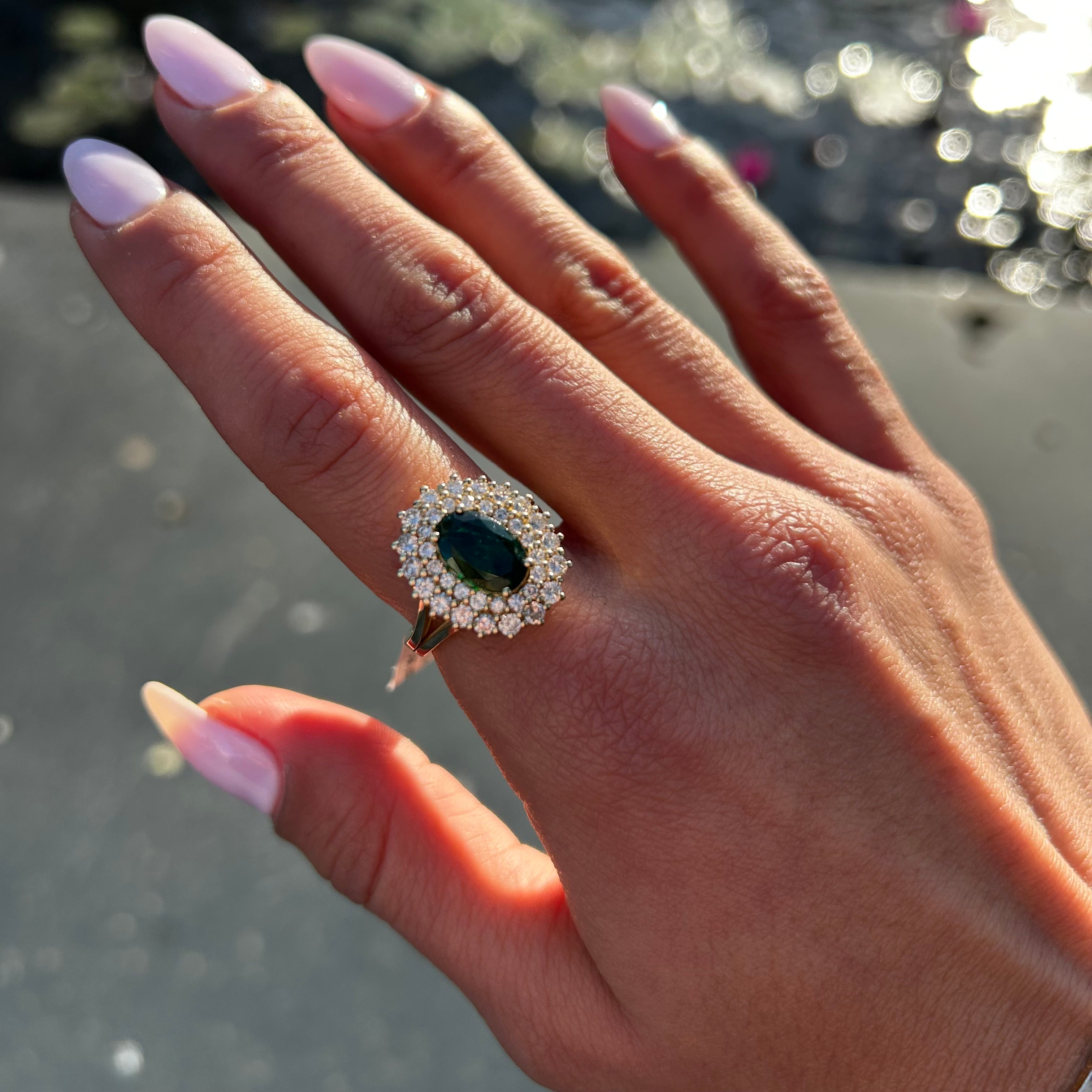 LADY טבעת אבן חן אמרלד טבעית ויהלומים