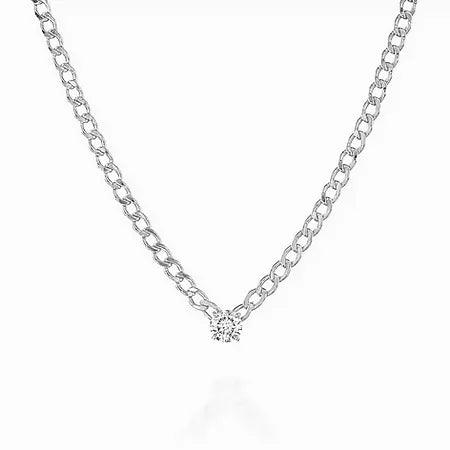 BAR שרשרת גורמט עם תליון יהלום סוליטר בחיתוך עגול 1 קראט מרחף