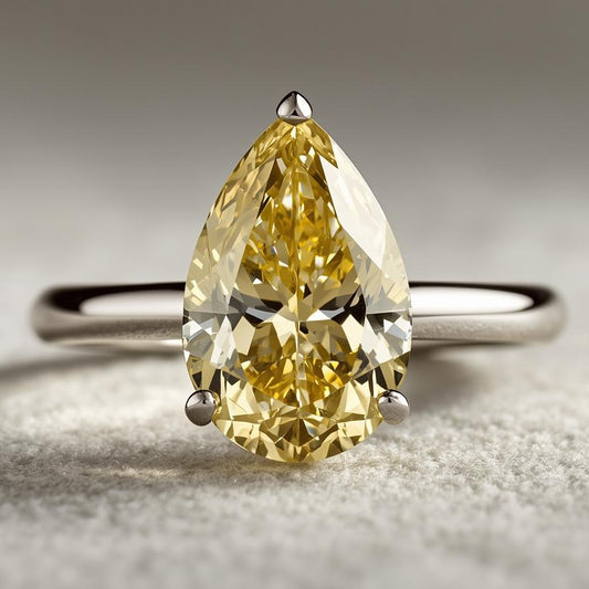 טבעת יהלום צהוב מעבדה בחיתוך טיפה   MOR