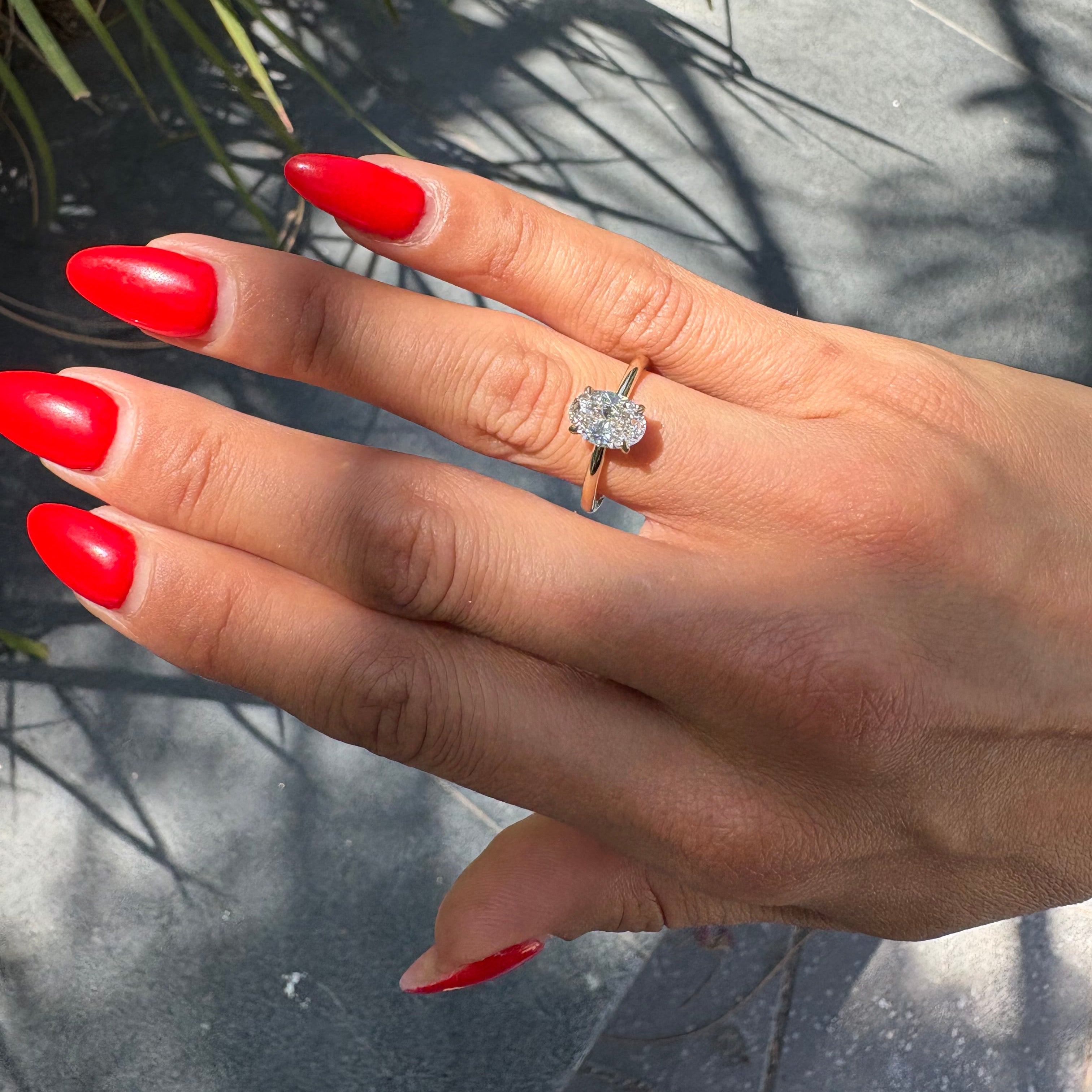 טבעת יהלום מעבדה בחיתוך אובל קלאסית   NETA