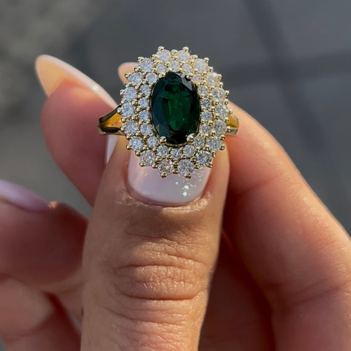 LADY טבעת אבן חן אמרלד טבעית ויהלומים