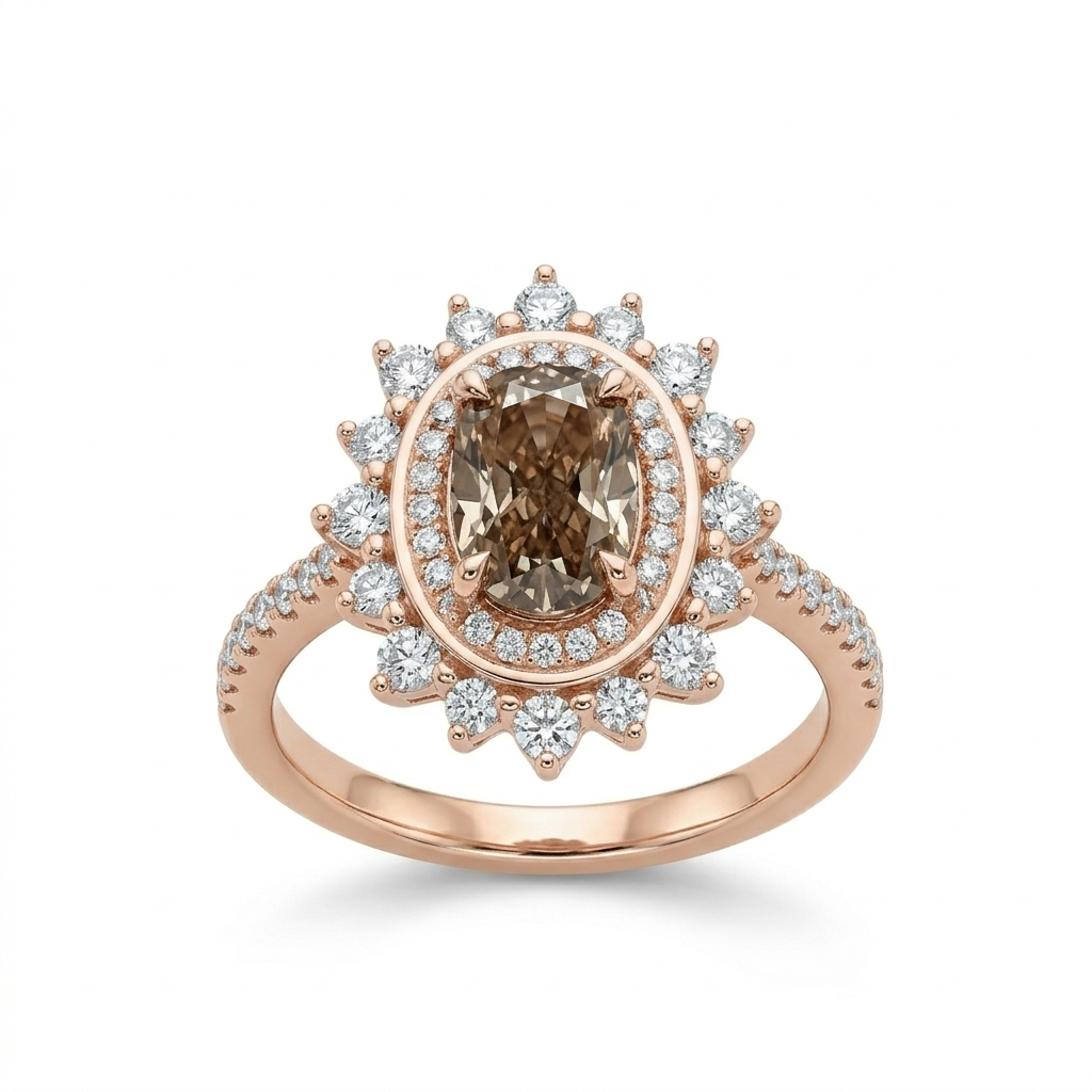 טבעת יהלום FANCY BROWN טבעי דגם "MIKA"