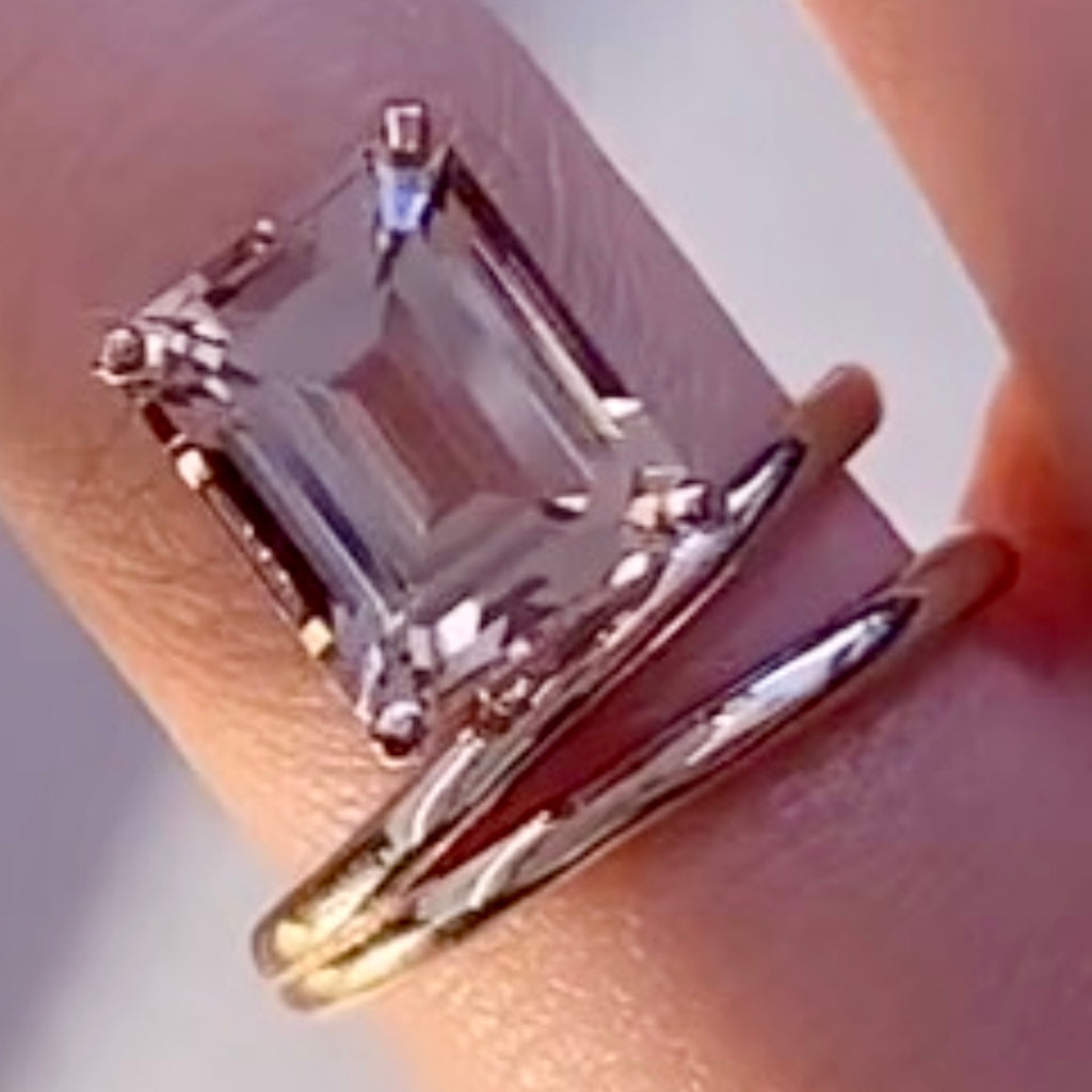 טבעת מורגנייט בחיתוך אמרלד יוקרתית 3 קראט   MEGI