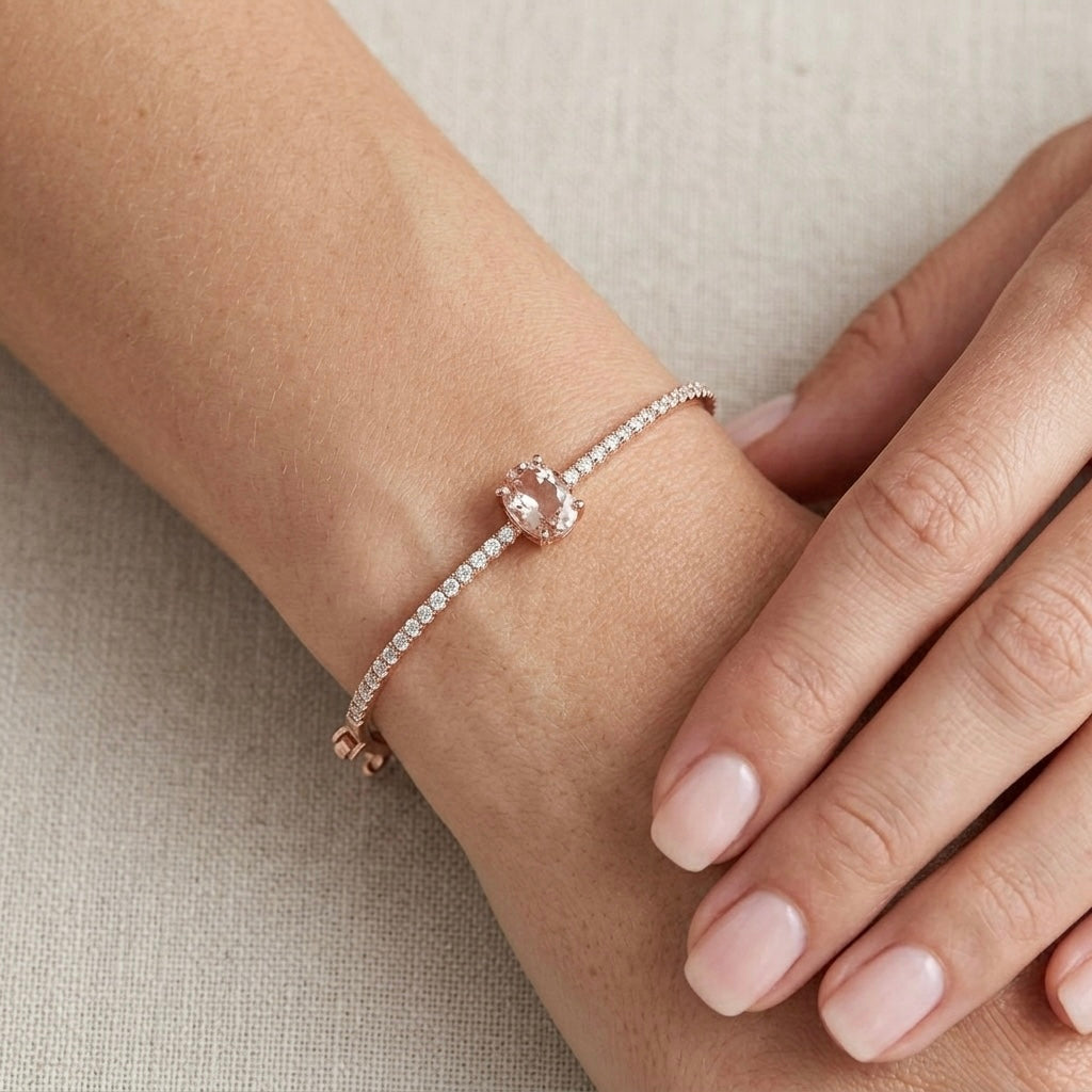 צמיד מורגנייט ויהלומים קשיח  MORE