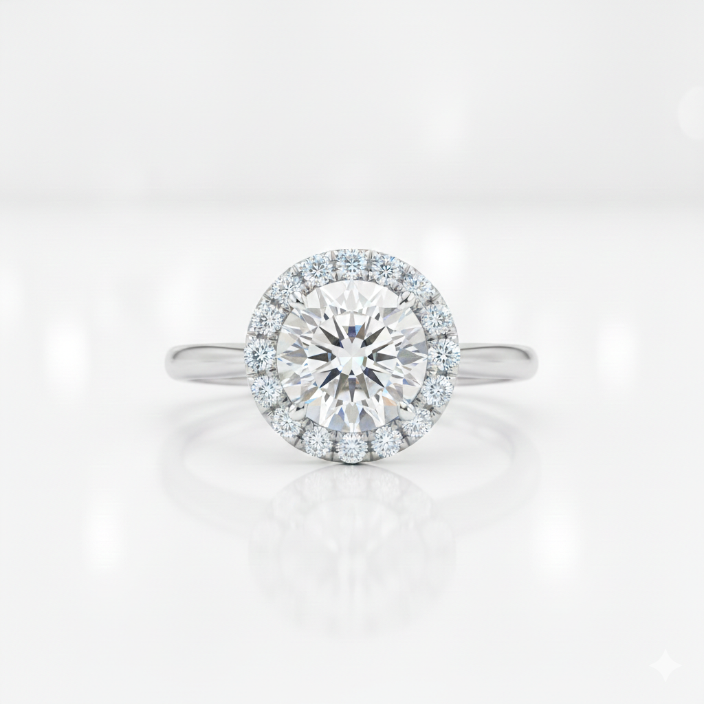 טבעת יהלום מעבדה 4 קראט IGI בחיתוך עגול עם אבני צד במבצע רק ב-7.800 ש"ח במקום 14.900 LARA