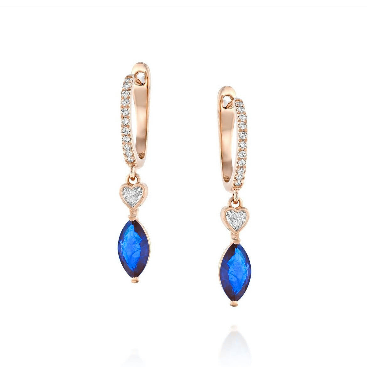 SERA עגילי ספיר ויהלומים נופלים