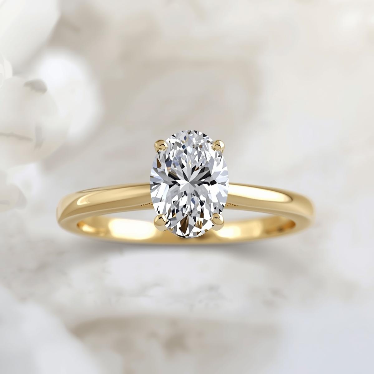 טבעת יהלום מעבדה בחיתוך אובל קלאסית   NETA