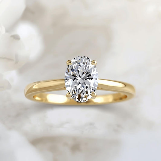 טבעת יהלום מעבדה בחיתוך אובל קלאסית   NETA