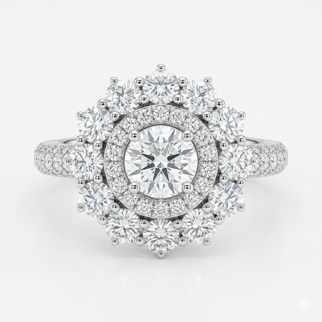 טבעת יהלומים במשקל כולל של 1 קראט דגם LUX