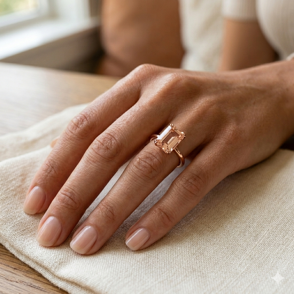 טבעת מורגנייט בחיתוך אמרלד יוקרתית 3 קראט   MEGI