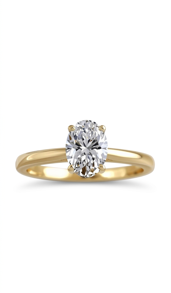 טבעת יהלום מעבדה בחיתוך אובל קלאסית   NETA