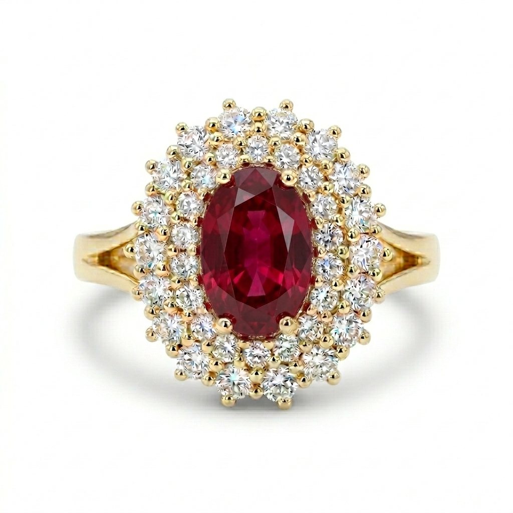 LADY טבעת אבן חן רובי טבעית ויהלומים