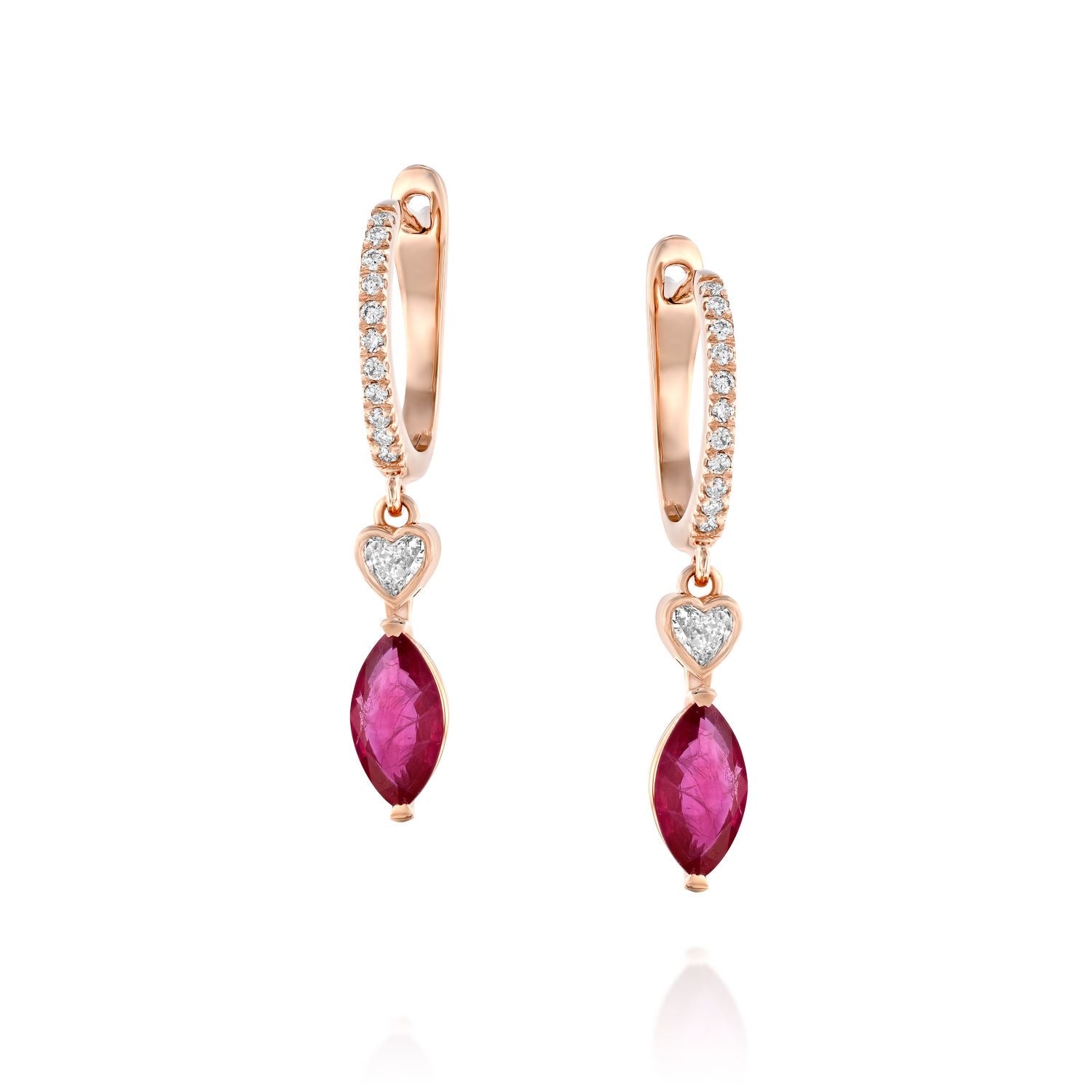 SERA עגילי רובי ויהלומים נופלים