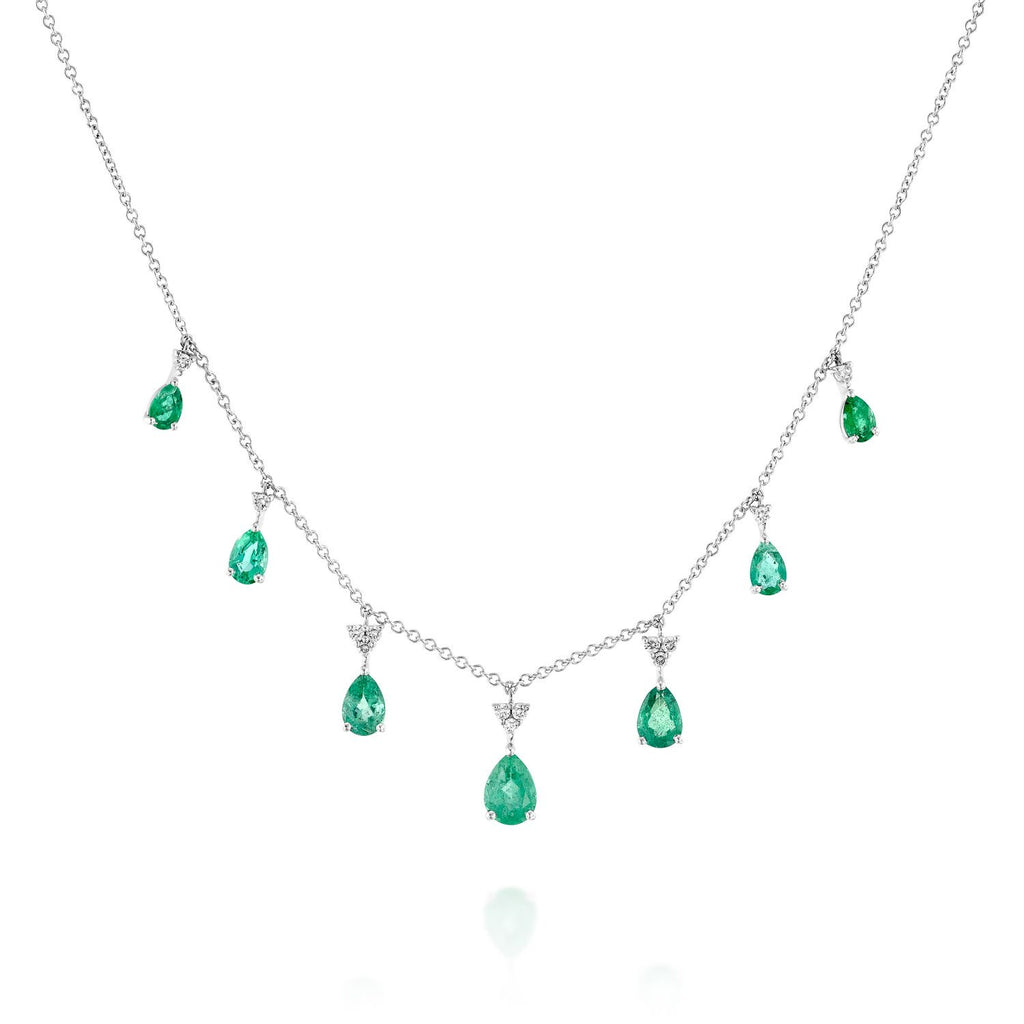 ISABEL תליון אמרלדים בחיתוך טיפה ויהלומים