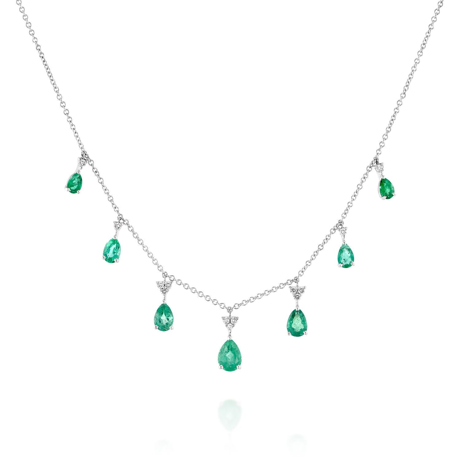 ISABEL תליון אמרלדים בחיתוך טיפה ויהלומים