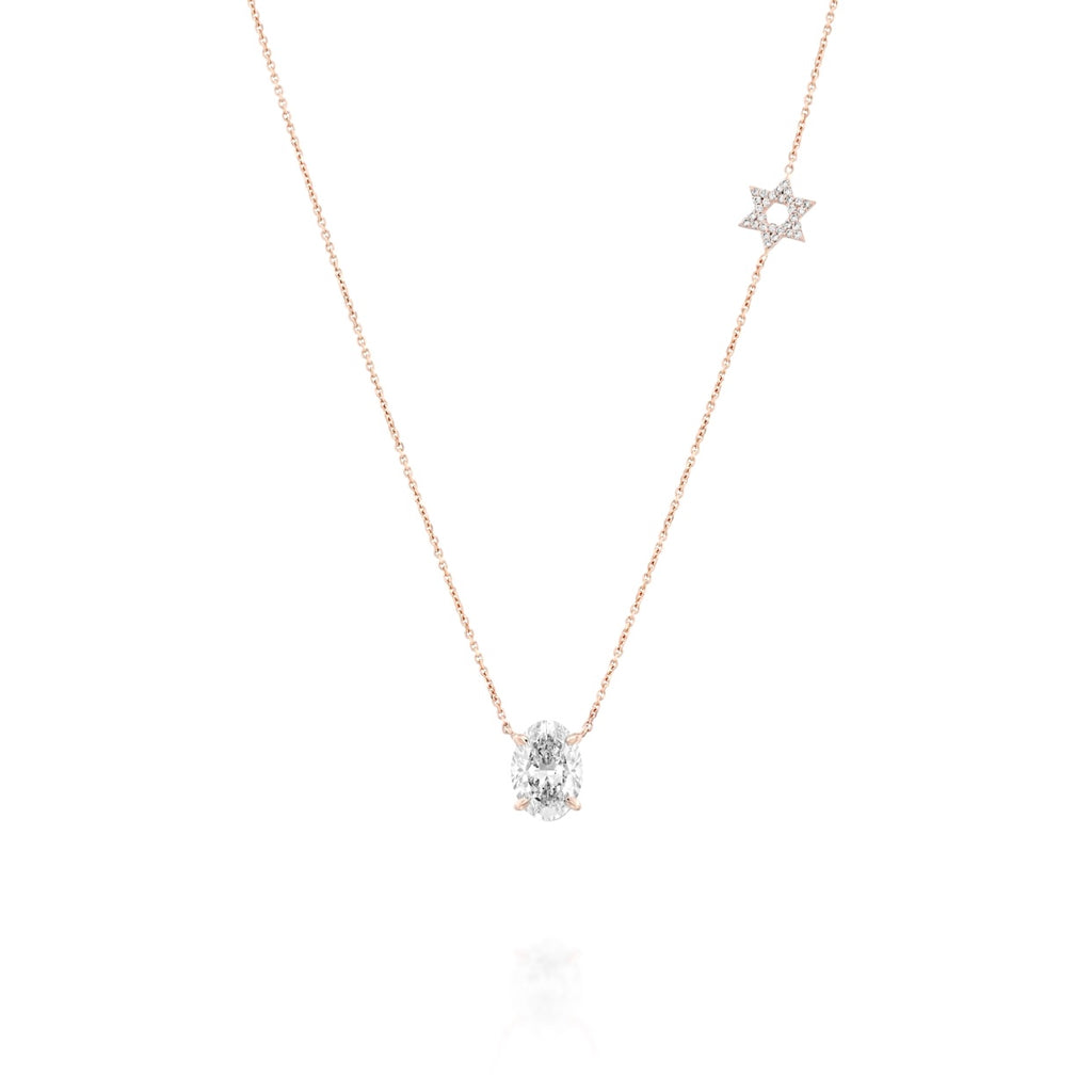 STAR OF DAVID תליון יהלום בחיתוך אובל 1 קראט