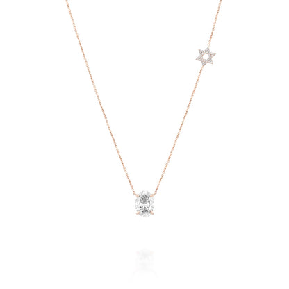 STAR OF DAVID תליון יהלום בחיתוך אובל 1 קראט