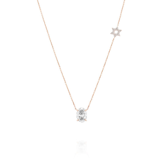 STAR OF DAVID תליון יהלום בחיתוך אובל 1 קראט