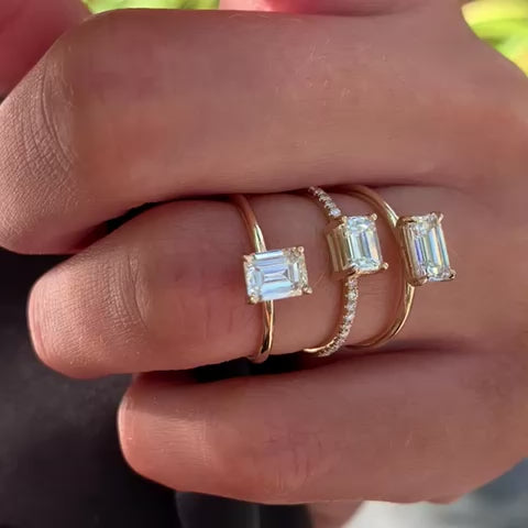 טבעת יהלום טבעי בחיתוך אמרלד 0.88 קארט במבצע BELL *GIA*