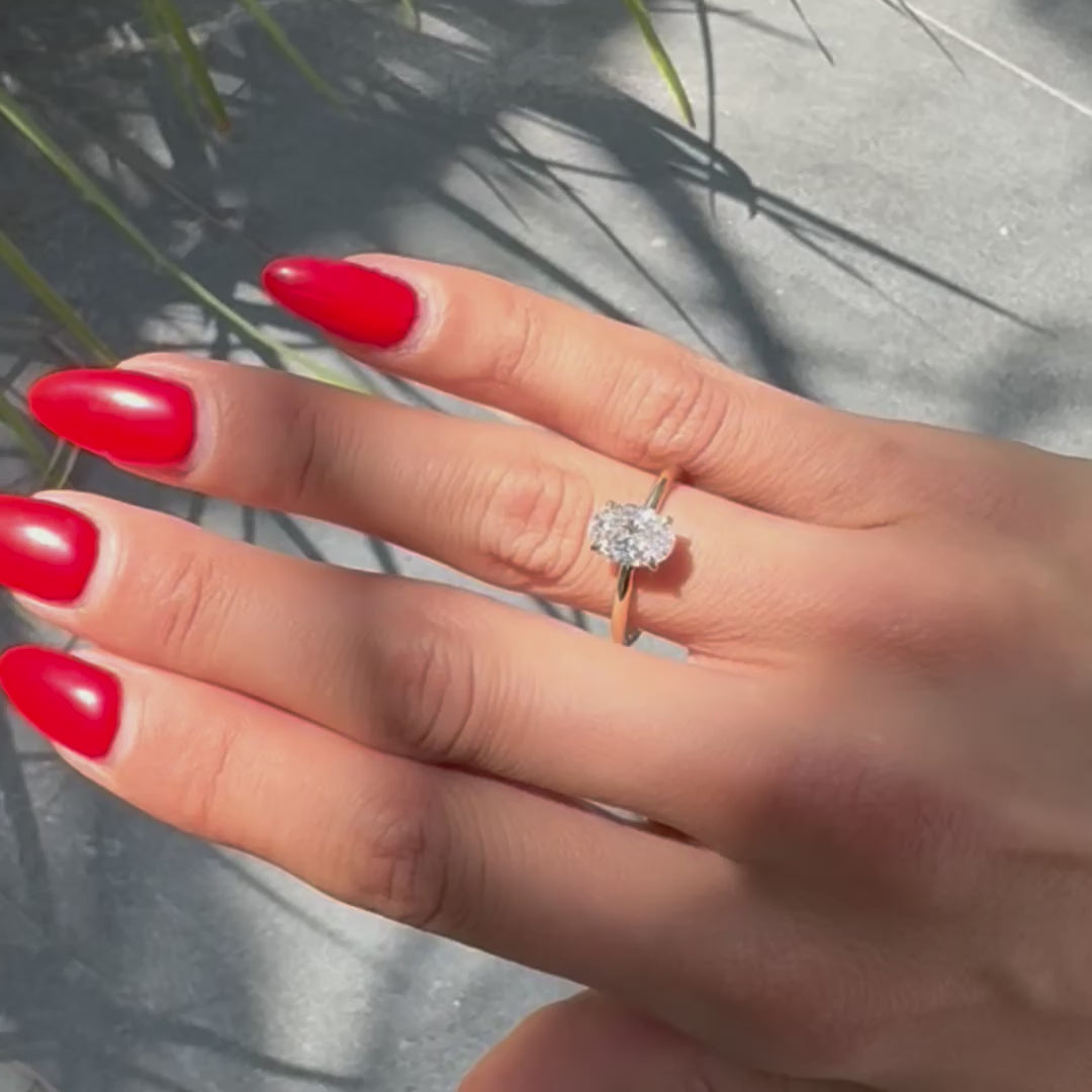 טבעת יהלום מעבדה בחיתוך אובל קלאסית   NETA