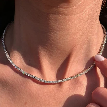 ROSE קולייר טניס יהלומים בחיתוך עגול  10 קראט קלאסי