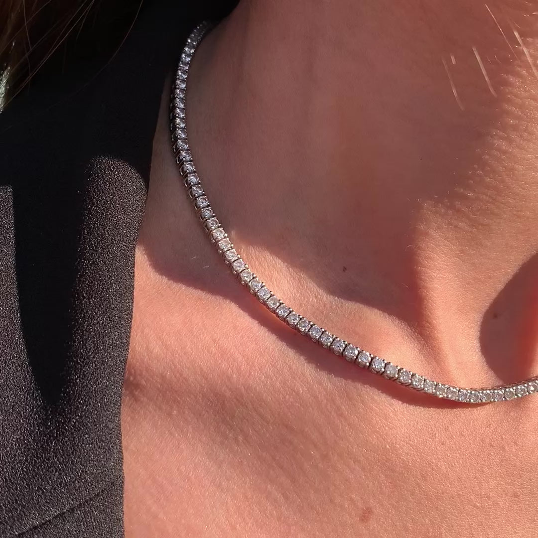 ROSE קולייר טניס יהלומים בחיתוך עגול  10 קראט קלאסי